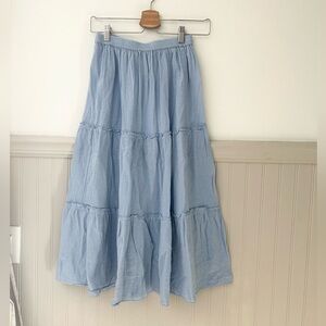 Vintage Two-Twenty Collection Chic Light Blue Tiered Maxi Skirt